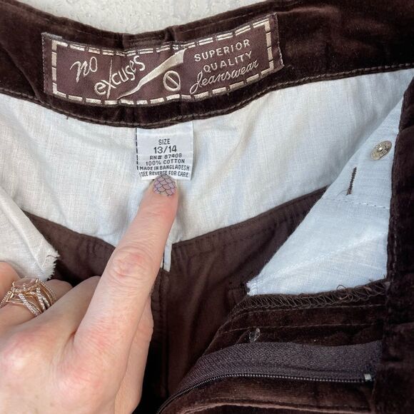 NWT No Excuses Womens Brown Velvet Straight Leg Pants Size 13/14 - Picture 6 of 6